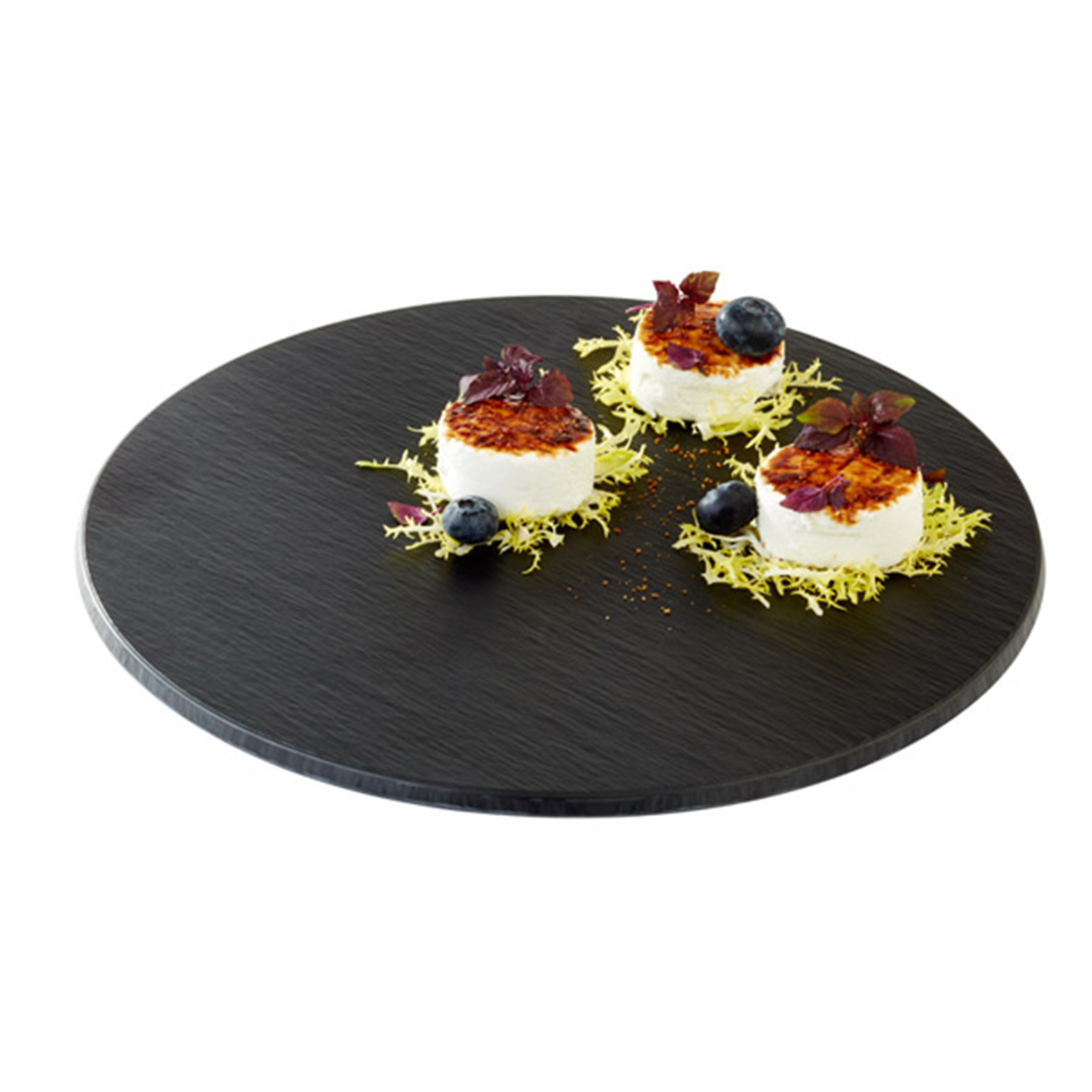Tablett -SLATE- Ø 30 cm, H: 1 cm Melamin, schwarz, Schieferlook