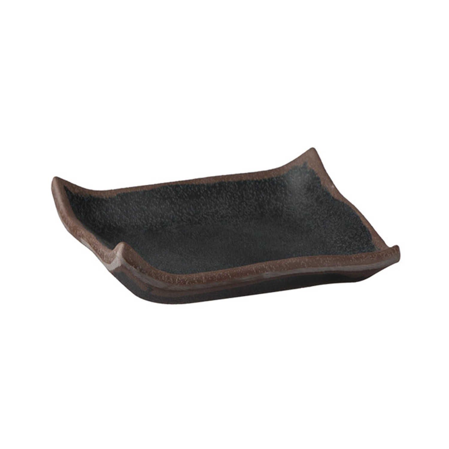 Tablett -MARONE- 14,5 x 14,5 cm, H: 2 cm Melamin, schwarz mit braunem Rand 