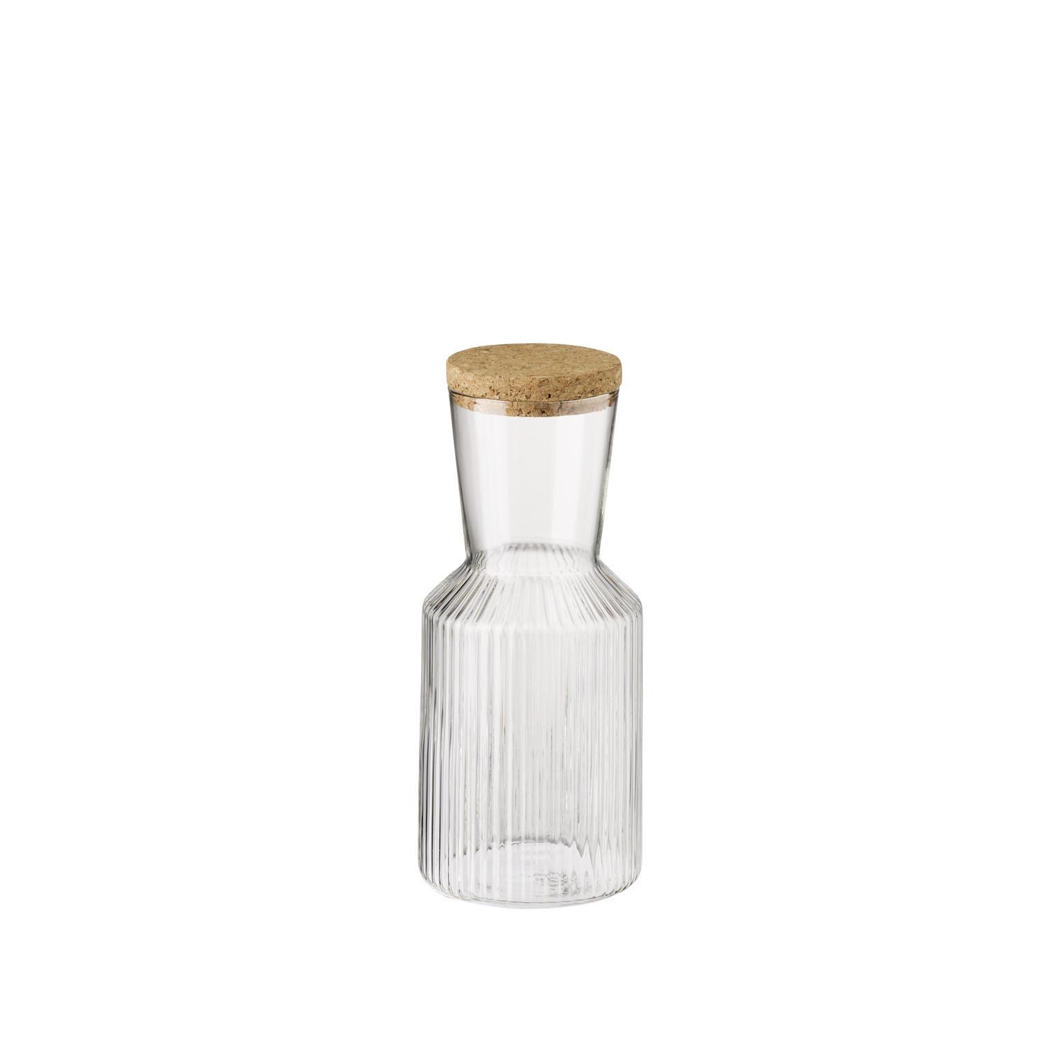 Glaskaraffe LINES mit Deckel aus Kork, ø 9 cm, H: 19,5 cm, 0,5l