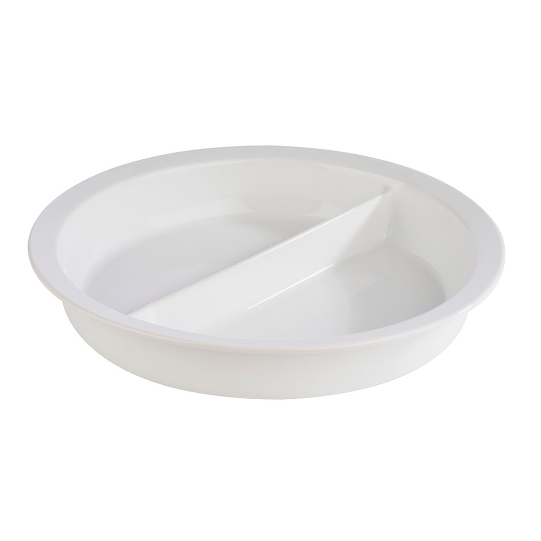 Porzellan-Einsatz, unterteilt Ø 39 cm, H: 6 cm weiß, geeignet für Backofen 