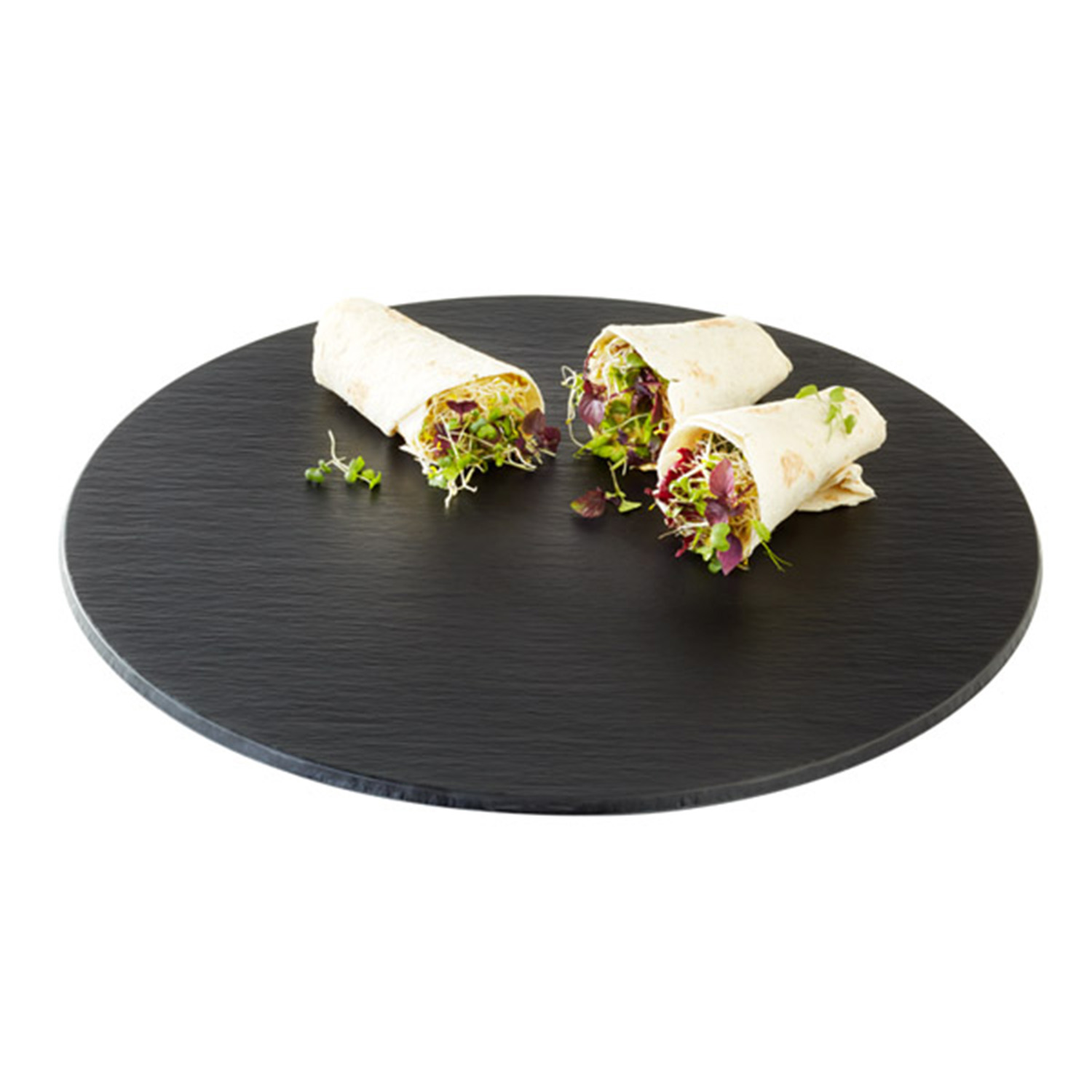 Tablett -SLATE- Ø 40 cm, H: 1 cm Melamin, schwarz, Schieferlook