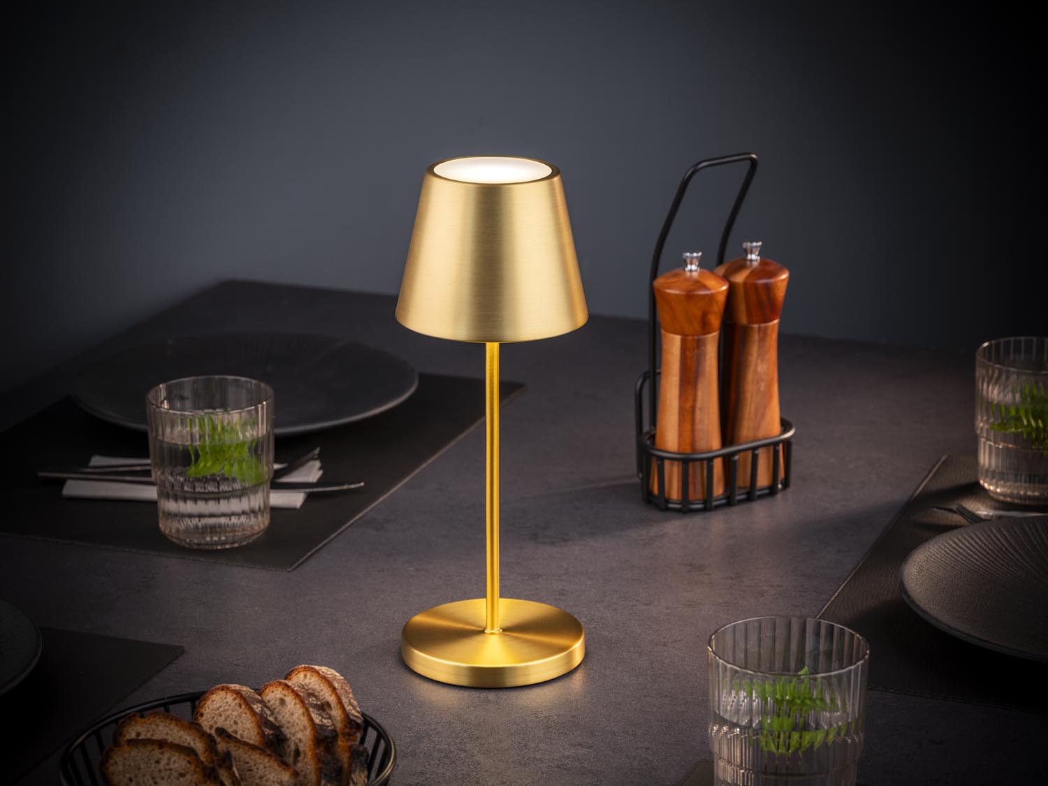 Tischleuchte MERLE ø 11 cm, H: 30,5cm goldfarben