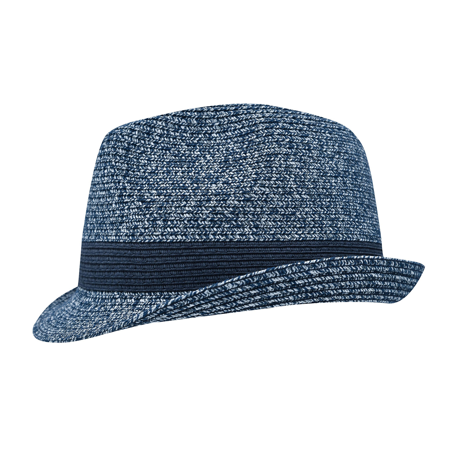 Melange-Hut, Flechtoptik, unifarbene Hutband-Optik, navy-melange
