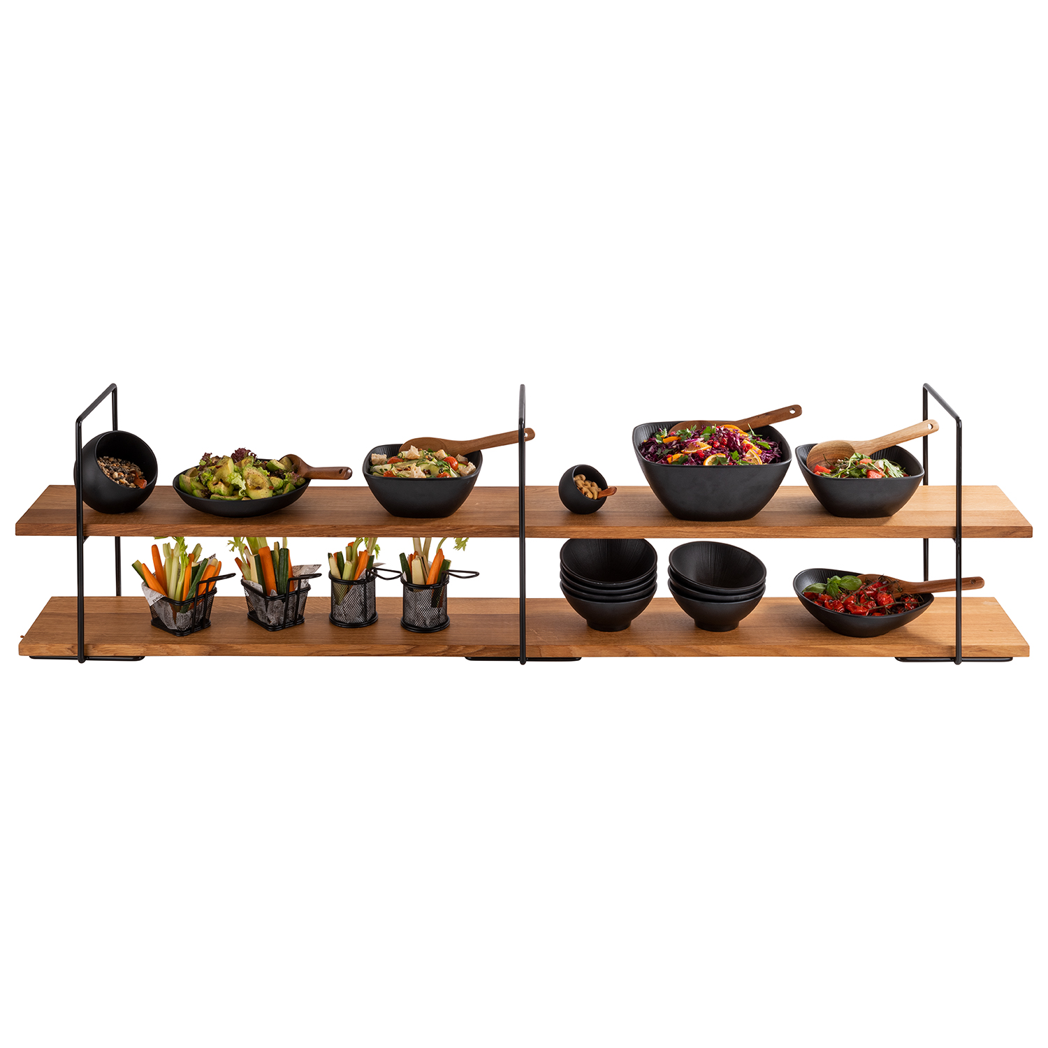 2-stufige Etagère 80 x 23 cm, H: 40,5 cm 4 tlg. 2-stufige Etagère 80 x 23 cm, H: 40,5 cm 4 tlg.