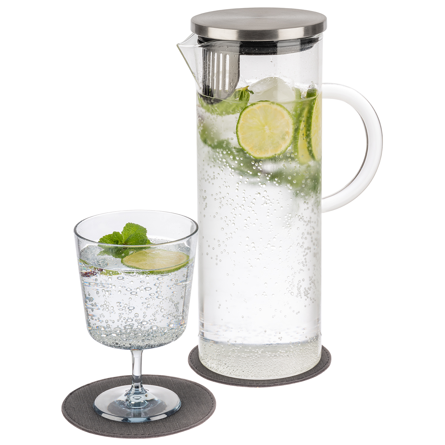 Untersetzer, 6er Set  anthrazit aus Kunstleder Ø 11 cm       