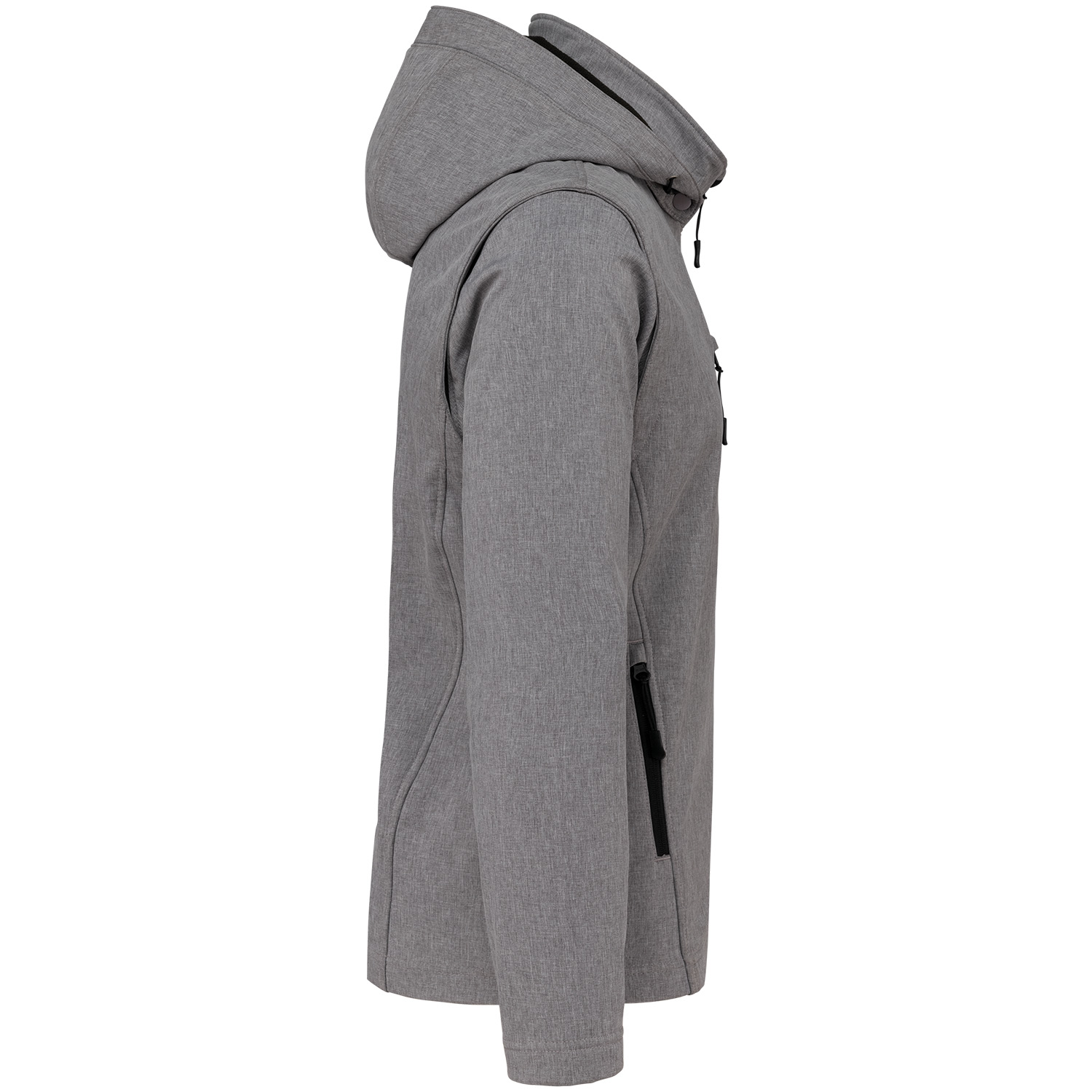 Unisex-Softshell-Jacke, 3-lagig mit Kapuze und abnehmbaren Ärmeln, marl grey