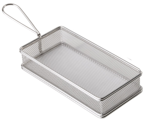 Servier-Frittierkorb -SNACKHOLDER- 26 x 13 cm, H: 5 cm, Griff 9,5 cm Edelstahl, 