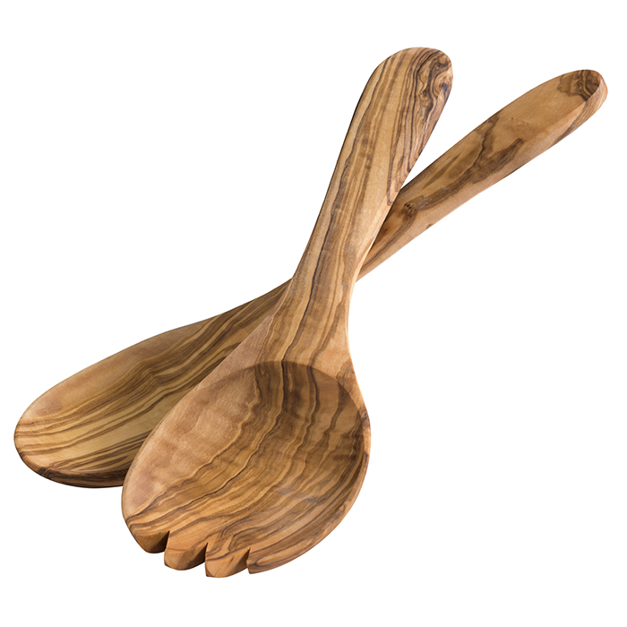 Salatbesteck, 2er Set -OLIVE- je 9,5 x 8,5 cm, Griff: 17 cm Olivenholz 