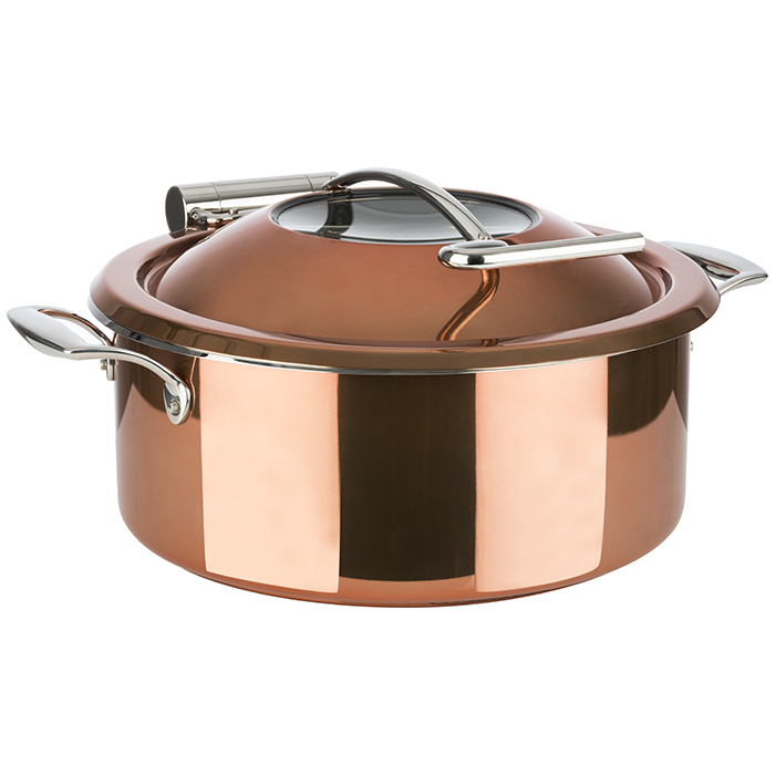 Chafing Dish, 4-tlg. Set Ø 30,5 cm, H: 17,5 cm 18/8 Edelstahl, Kupfer-Look 
