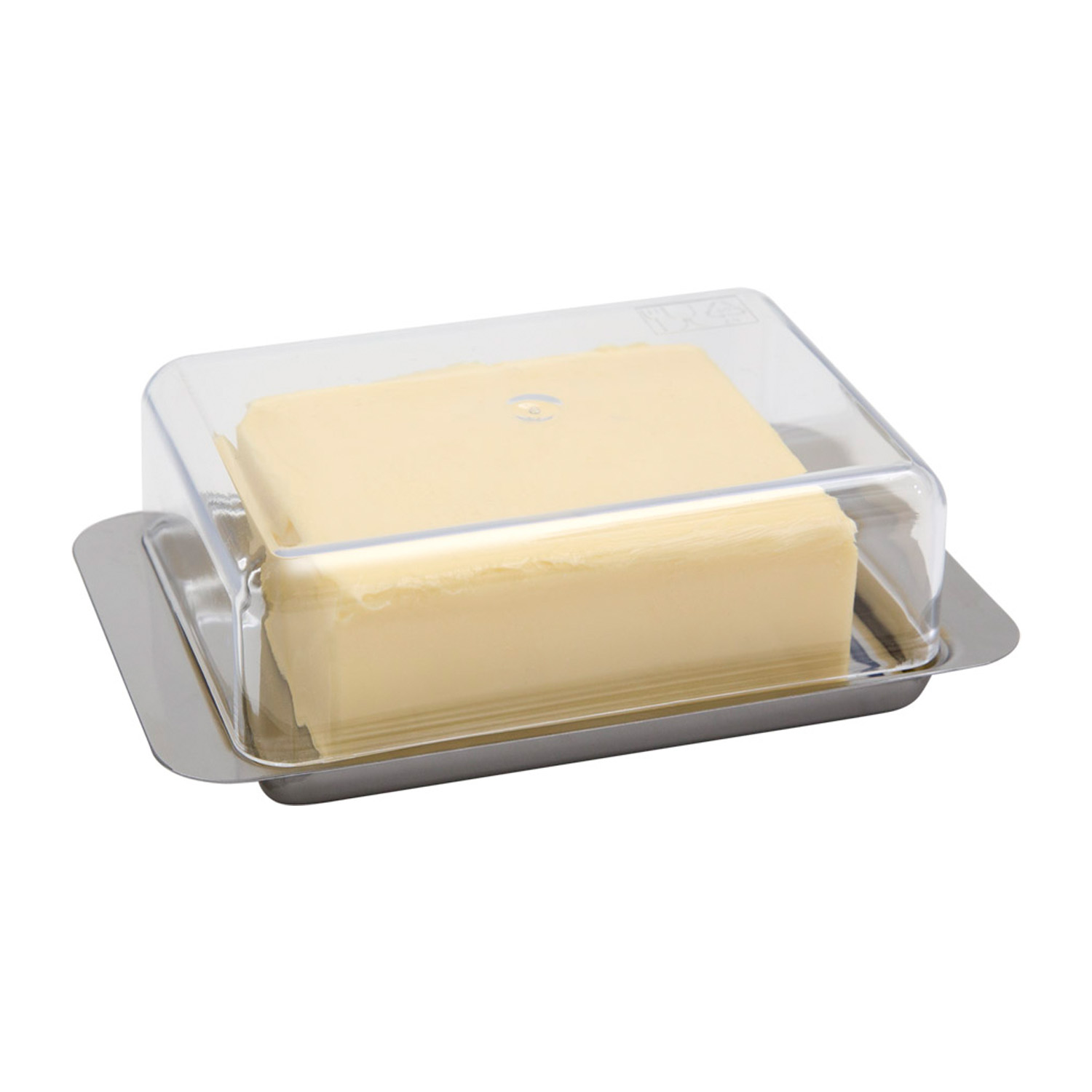 Kühlschrank-Butterdose 16 x 9,5 cm, H: 5,5 cm 18/0 Edelstahl 
