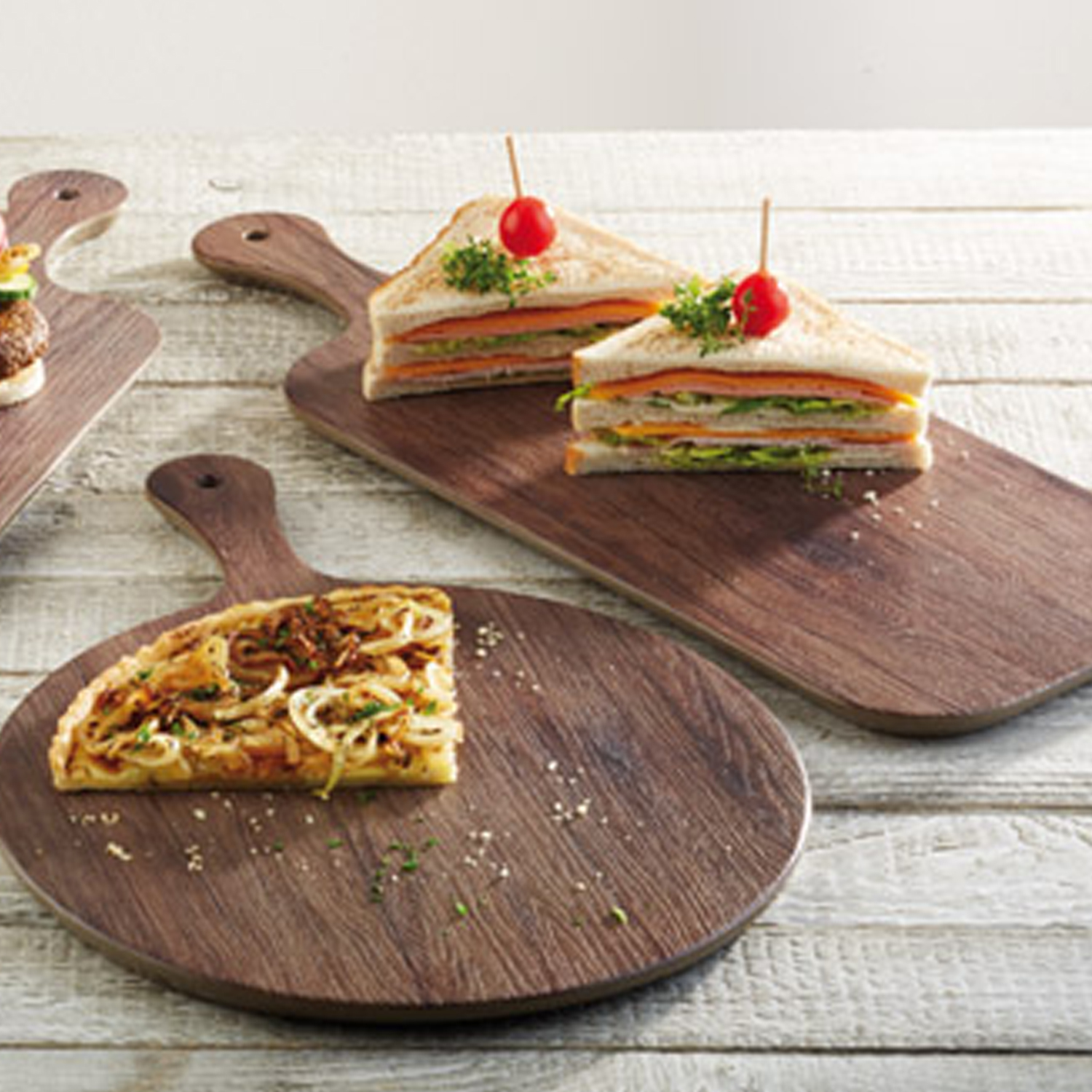 Tablett -OAK- Ø 30 cm, H: 1,5 cm Melamin, Eichenoptik 