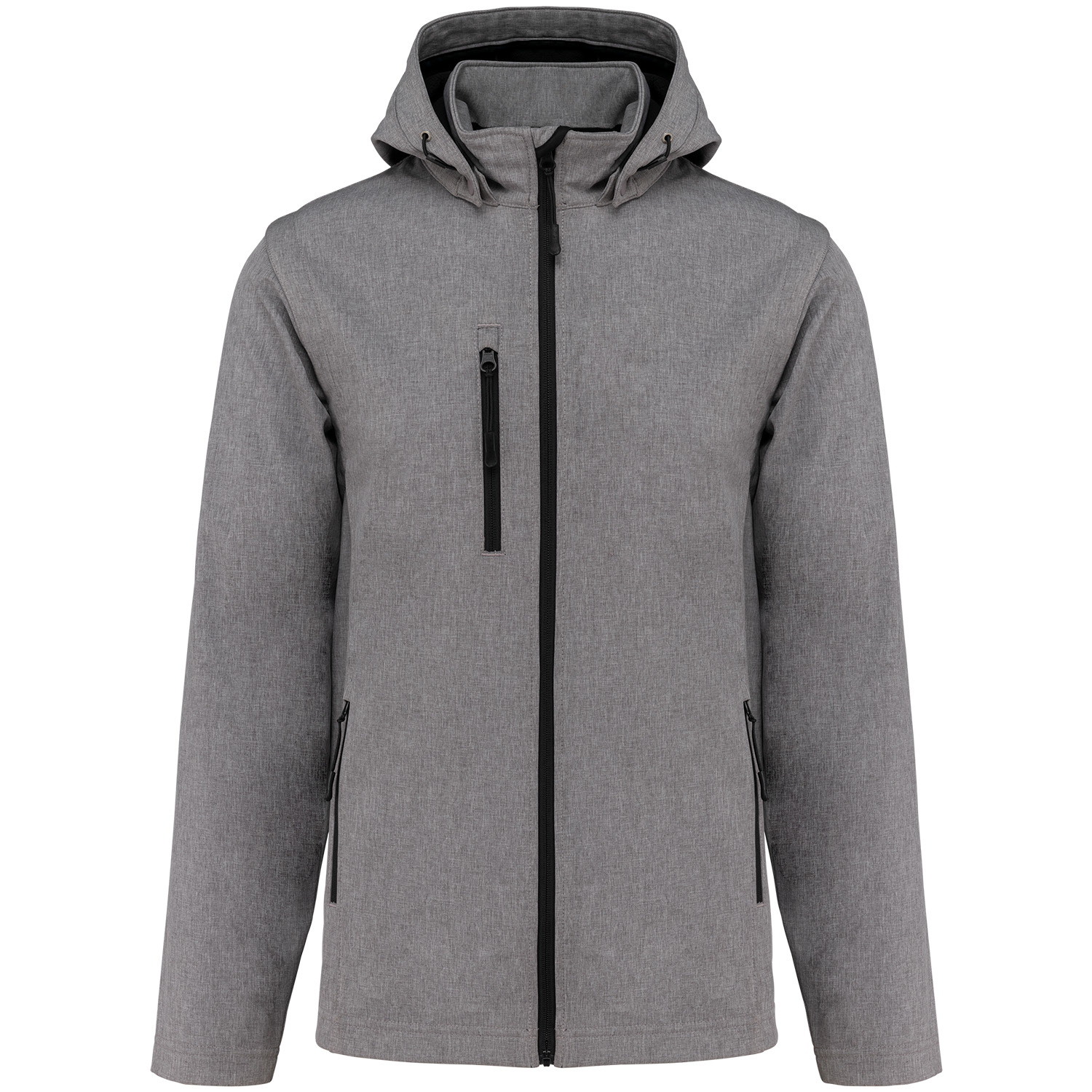 Unisex-Softshell-Jacke, 3-lagig mit Kapuze und abnehmbaren Ärmeln, marl grey
