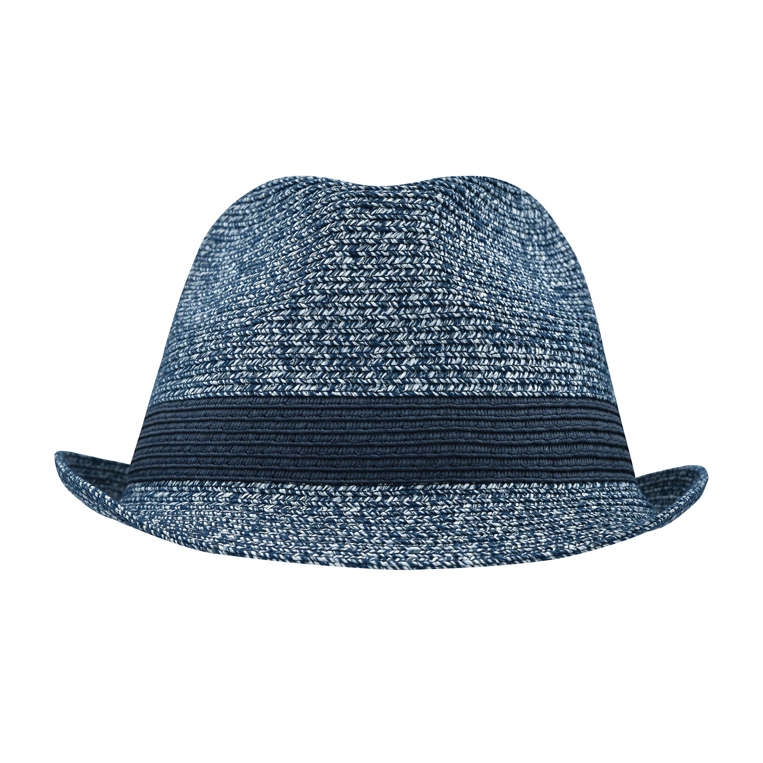 Melange-Hut, Flechtoptik, unifarbene Hutband-Optik, navy-melange