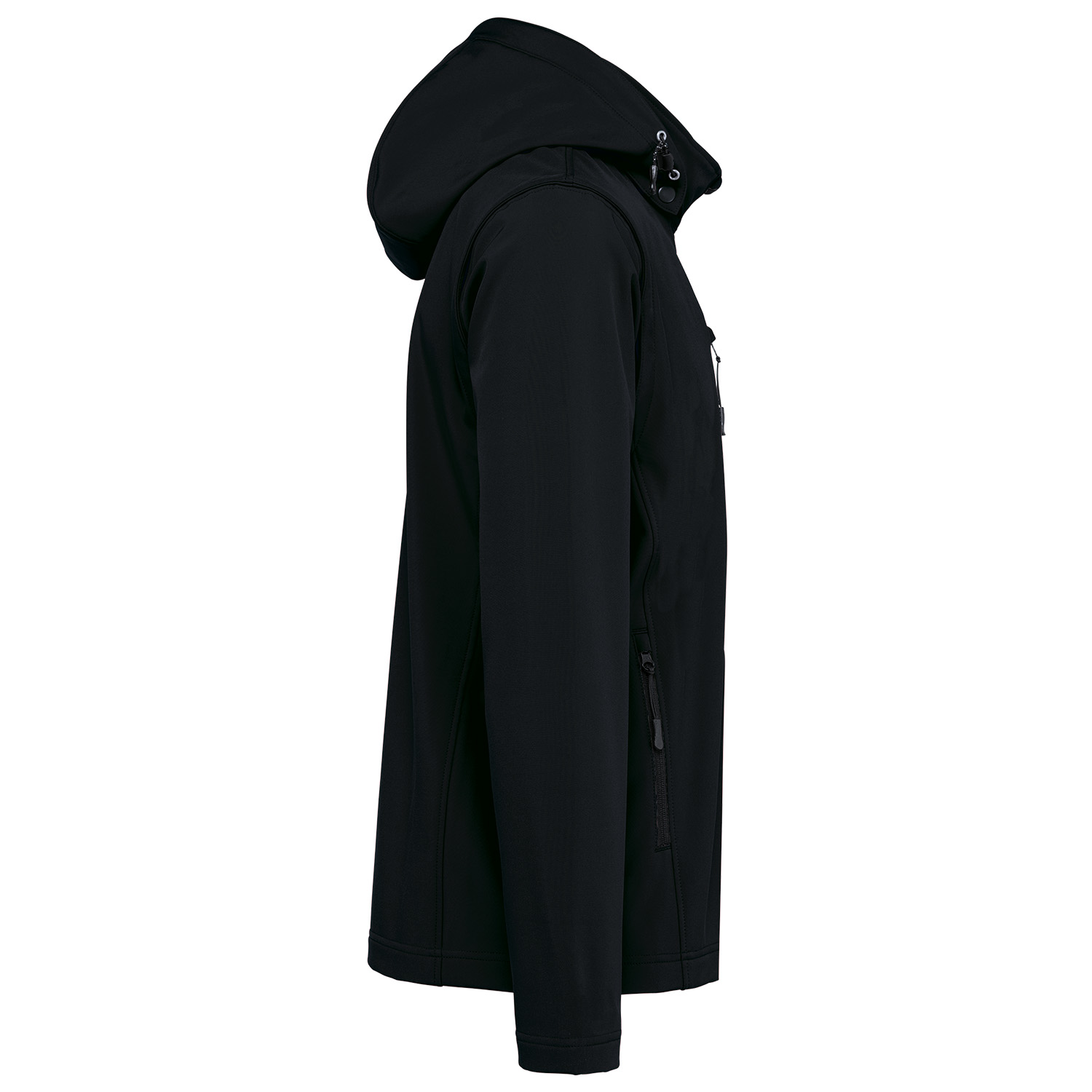 Unisex-Softshell-Jacke, 3-lagig mit Kapuze und abnehmbaren Ärmeln, black