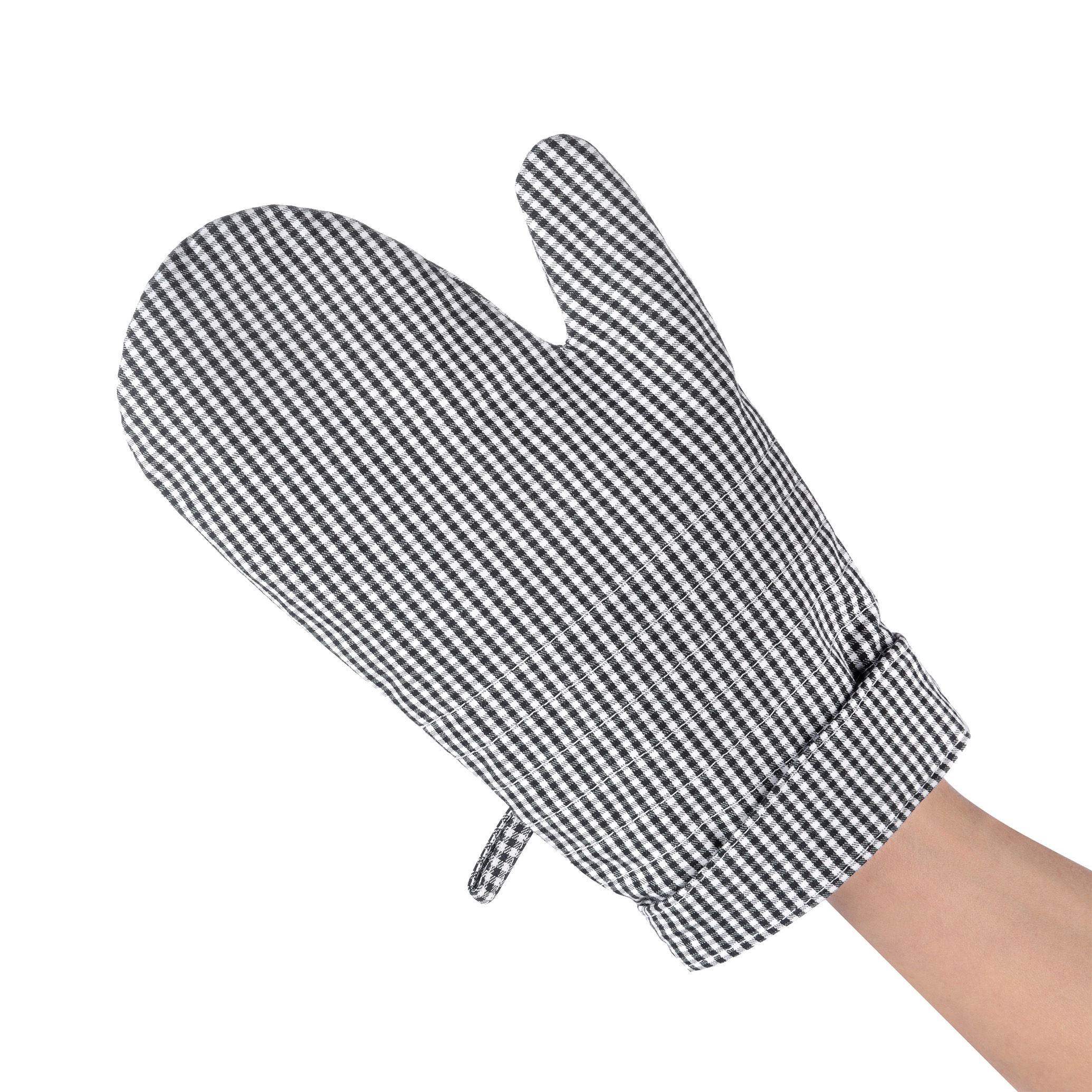 Bedienhandschuh pepita schwarz/weiß mit Schlaufe zum Aufhängen