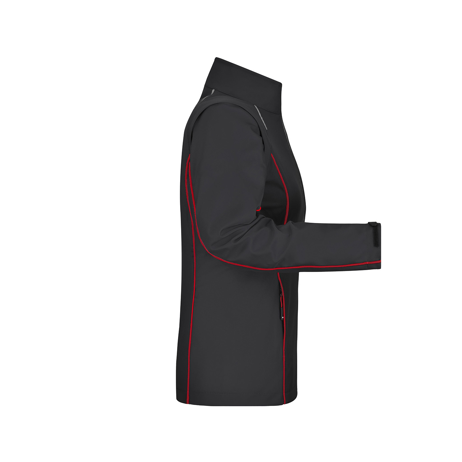 Damen-Softshelljacke Zip-Off, schwarz/rot