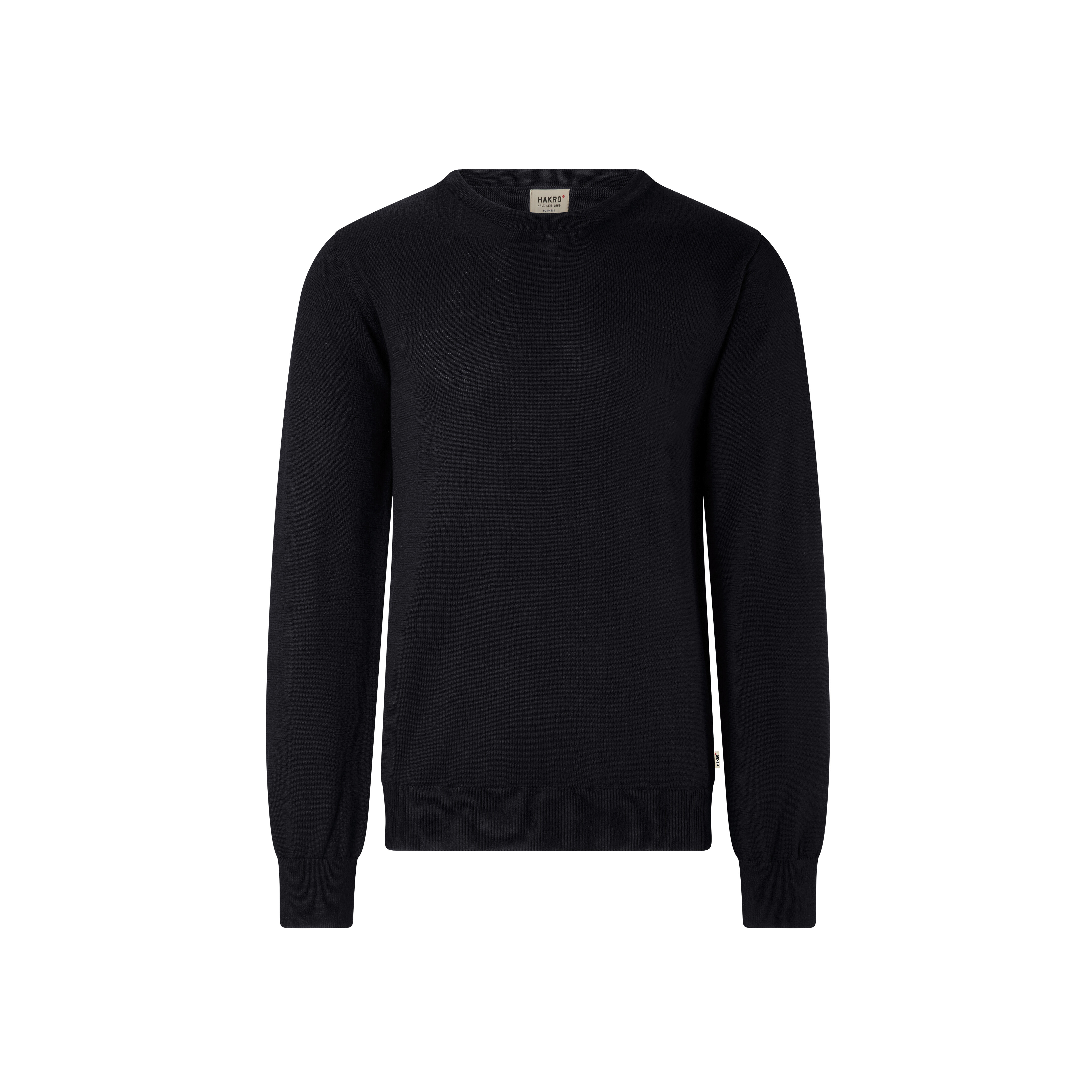 Unisex Pullover Merino Wolle Rundhals, schwarz
