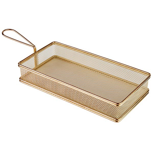 Servier-Frittierkorb -SNACKHOLDER- 26 x 13 cm, H: 5 cm, Griff 9,5 cm Edelstahl, Kupfer-Look 