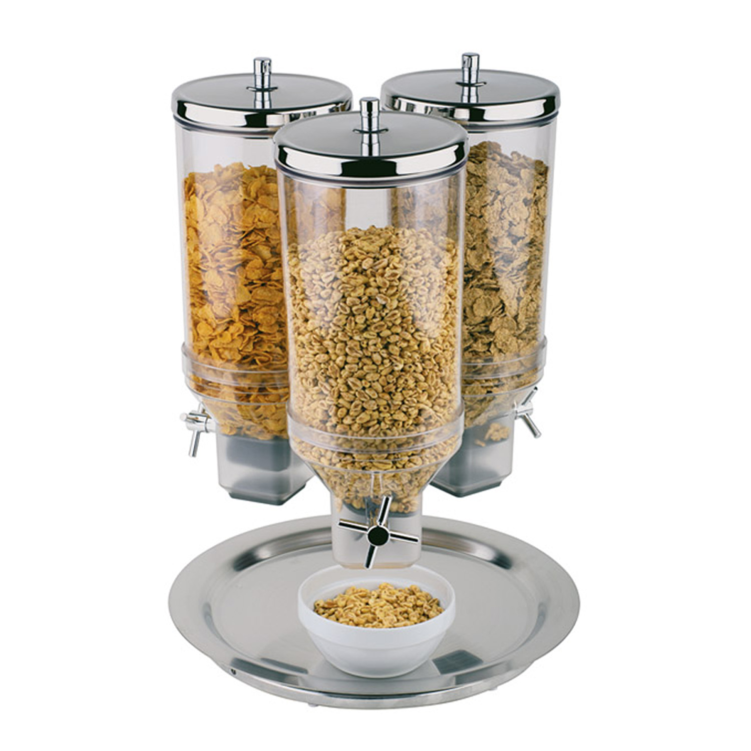 Cerialienspender -ROTATION- Ø 38 cm, H: 54 cm Edelstahl 