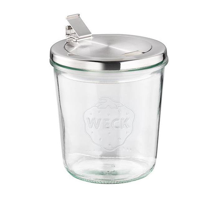 2 Weck-Gläser 580 ml mit Klapp-Deckel Edelstahl, Ø 11 cm Sturzform