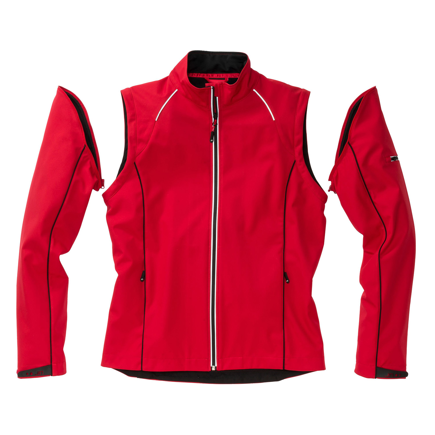 Damen-Softshelljacke Zip-Off, rot/schwarz