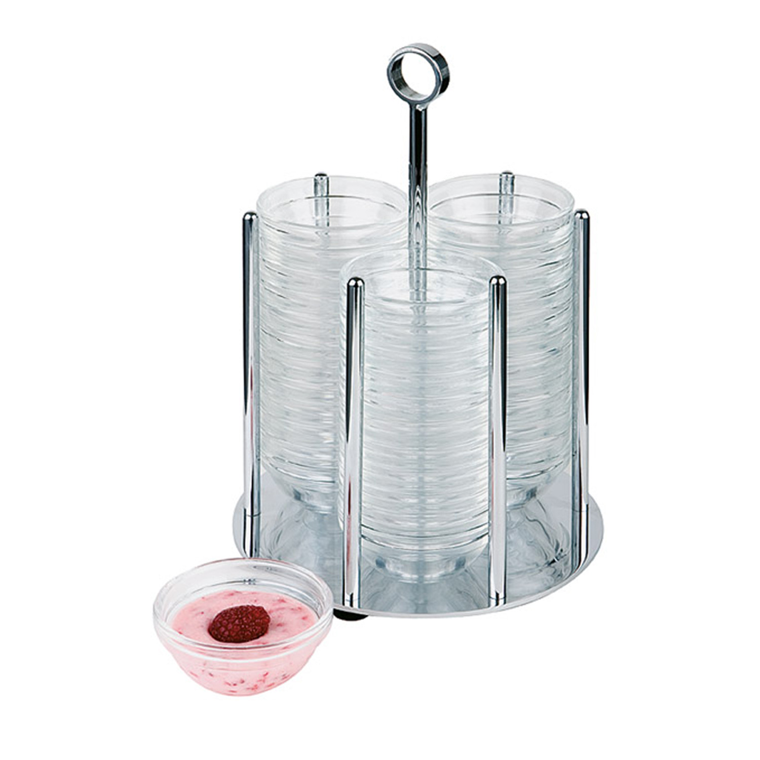 Schälchenspender -MINI- Ø 14 cm, H: 25,5 cm Metall verchromt 