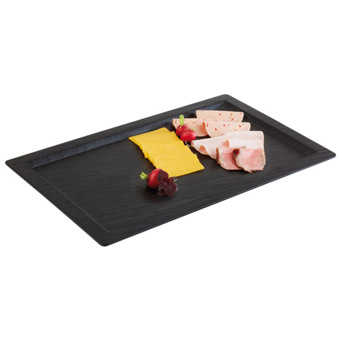 GN 1/1 Tablett -SLATE- 53 x 32,5 cm, H: 1,5 cm Melamin, schwarz, Schieferlook
