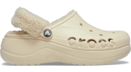 Crocs Baya Platform Fuzz Strap Lined Winter White