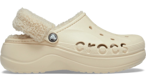 Crocs Baya Platform Fuzz Strap Lined Winter White