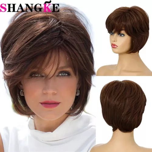 Mode européenne et américaine Perruque synthétique marron foncé pour femmes Fête / Shopping Utilisation quotidienne Faux cheveux féminins