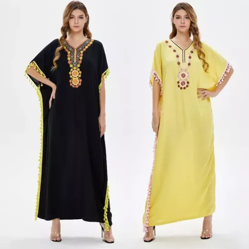 Musulmane Femme Mode Imprimé Robe Jupe Longue Robe Arabe Moyen-Orient