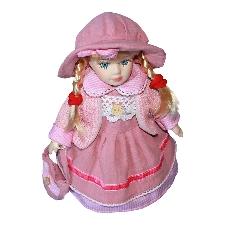 Schöne Porzellanpuppe Mädchenfiguren mit rosa Kleidung Hut Set Geschenk