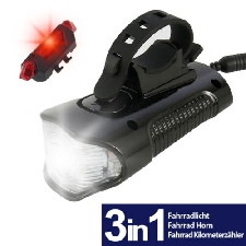 LED Fahrradbeleuchtung Vorne Hinten Fahrradlicht Rücklicht Mit Horn&Odometer USB 