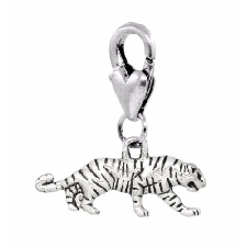 anneau DIY création bijoux B73 4 Pendentifs breloques TIGRE métal argenté 35mm