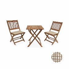 Table De Jardin Bistrot Cannage Carré 2 Places. Bohémia. 1 Table. 2 Chaises 60x60x72 Cm