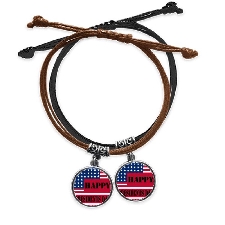 Drapeau Du Président Des Tats - Unis Bracelet Cuir Double Bracelets Pour Les Amoureux