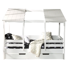 Lit gigogne cabane 90x 200 cm avec tiroir-lit en bois massif coloris blanc  collection panicucci