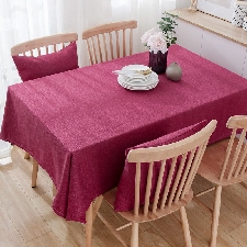 Nappe De Table ,Red-130x190cm--Nappe De Table Rectangulaire En Coton Et Lin, Tissu Épais Et Décoratif De Haute Qualité, Pour Salle À