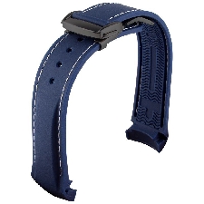 Extrémité Incurvée 21mm En Caoutchouc Silicone Bracelets De Montre Pour Montre Omega At150 Seamast -Blue White Black-19mm