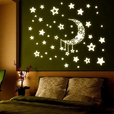 Lune Etoile Autocollant Mural Phosphorescent Décor Mur Sticker Fenêtre Plafond