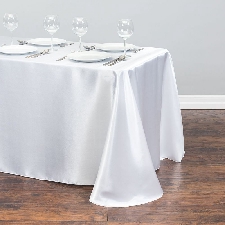 White 145x275cm-57x108inch -Nappe De Table Rectangulaire En Satin, Plusieurs Couleurs Unies, Couverture De Table, Décoration Pour Fê