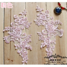Patch pour robe de mariée, à motif Floral, 4 pièces/2 paires, 25*12cm, broderie à fleurs, motif Floral, rouge ivoire - Type pink