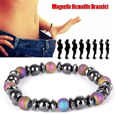 Bracelet de thérapie magnétique en pierre noire ronde pour perte de poids, 1 pièce, Bracelet extensible en hématite magnétique pour hommes et femmes