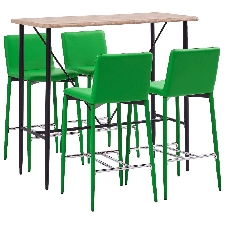 Qualit&eacute Luxe:-) Ensemble Table + 4 Tabourets De Bar Classique - Table De Bar - Ensemble Table Et Tabourets Similicuir - Vert &95096
