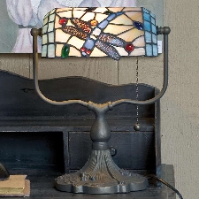 Lampada da banchiere Dragonfly in stile Tiffany