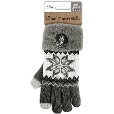 Touchscreen gebreide winter handschoenen Nordic/grijs voor dames - Smartphone handschoenen