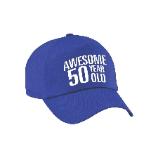 Awesome 50 year old verjaardag pet / cap blauw voor dames en heren - baseball cap - verjaardags cadeau - petten / caps