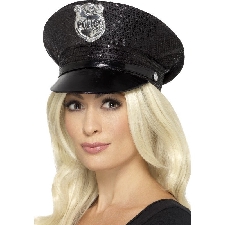 Verkleed accessoires zwarte politie/agenten pet voor dames