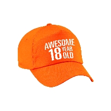 Awesome 18 year old verjaardag pet / cap oranje voor dames en heren - baseball cap - verjaardags cadeau - petten / caps