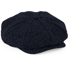 Navy blauwe flatcap voor dames - volledig gestikt - bakerboy pet / flat cap